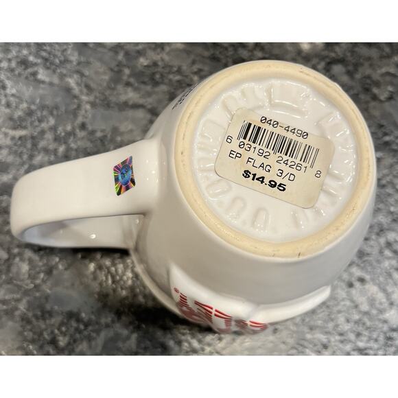 Vintage 2002 Elvis Presley Coffee Mug 3-D Raised American Flag NOS Patriotic - Picture 5 of 6